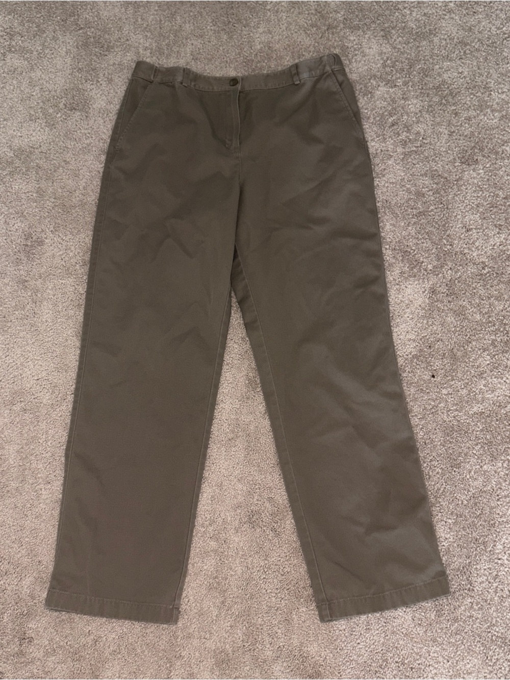 L.L. Bean Women's Olive Straight-Leg Chinos Size: 12